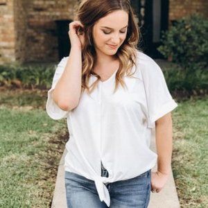 Tie Front White Top